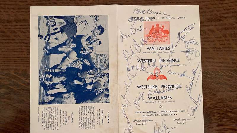 1963 Western Province  vs Wallabies at Newlands, Multiple Signatures Programme, details below