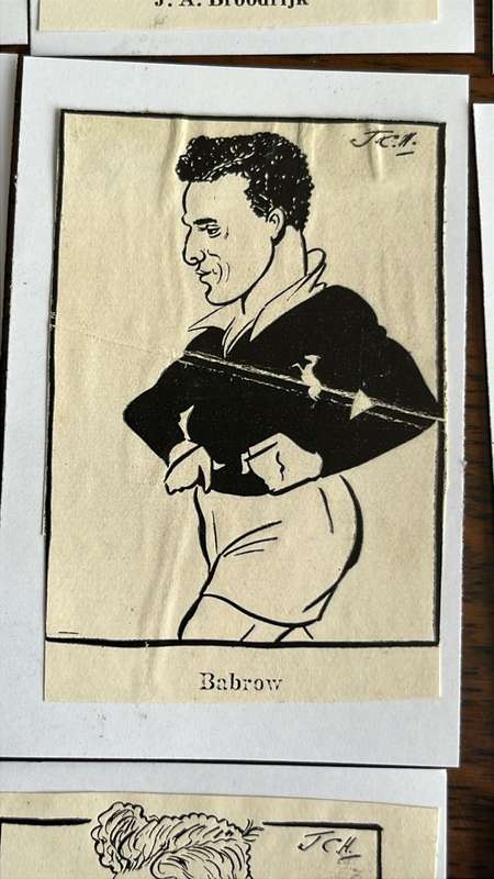 1937 Springbok Squad Caricatures (14) & Signatures (3), details below