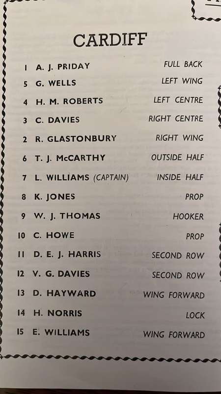 1960 Cardiff vs South Africa Programme & Reunion Dinner Menu Card, details below