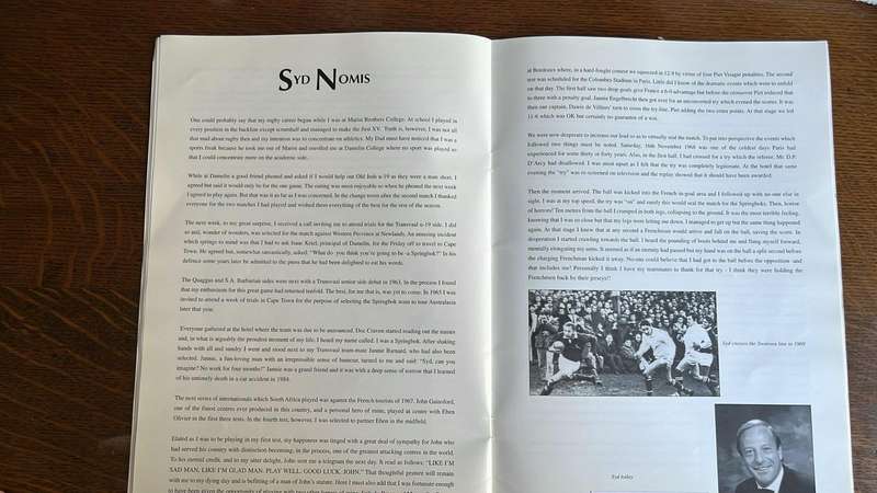 1997 A Homage - Maccabi South Africa Pays Tribute to Springbok Rugby, Signed, details below