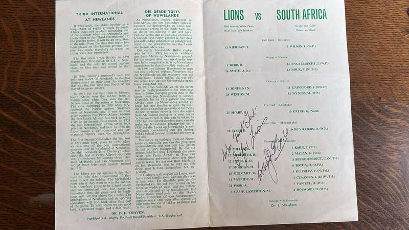 1962 British Lions vs South Africa Programme, Signed & Inscribed & 2 Pins, details below