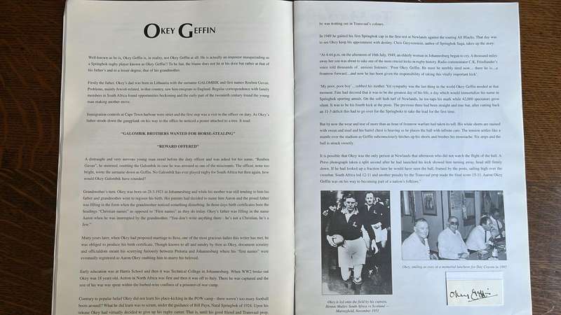 1997 A Homage - Maccabi South Africa Pays Tribute to Springbok Rugby, Signed, details below