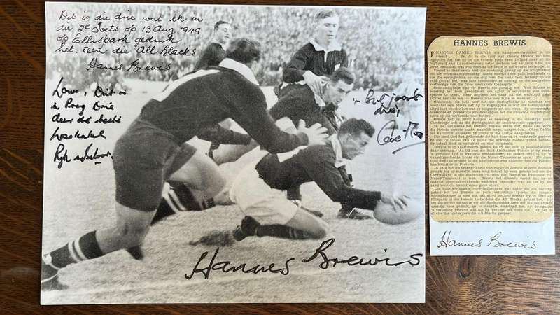 1949 Springboks vs All Blacks Inscribed & Signed Action Photo, details below