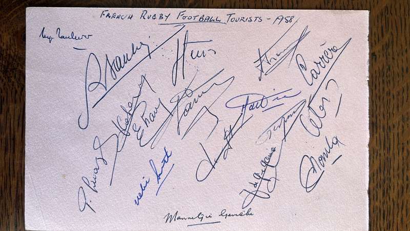 1958 French Rugby Tour to South Africa Signed Ephemera, details below