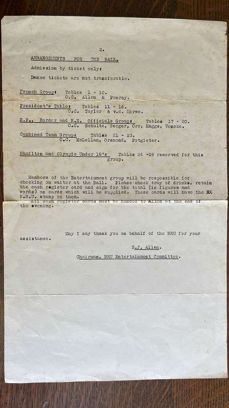 1958 French Rugby Tour to South Africa Signed Ephemera, details below