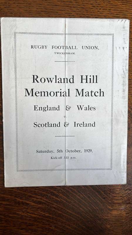 1929 England & Wales vs Scotland & Ireland Programme, details below