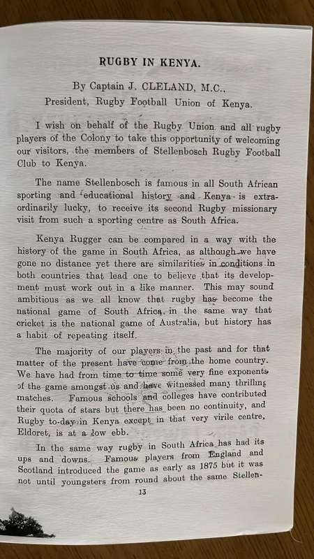 1935 University of Stellenbosch Tour to Kenya, details below