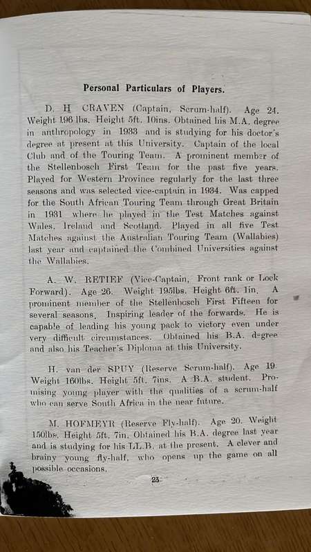 1935 University of Stellenbosch Tour to Kenya, details below