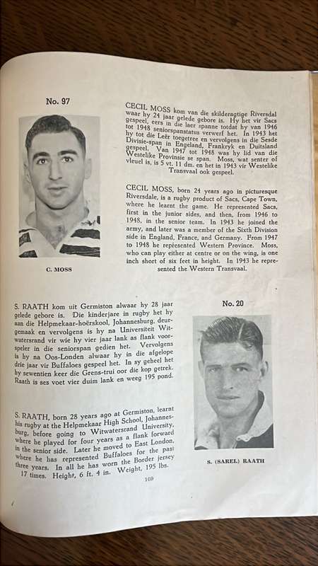 1949 Springbok Trials Programme, Inscribed, details below