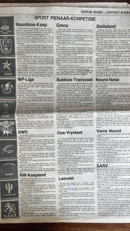 1987 Contact Rugby Volume 1 No. 1 Newspaper, details below