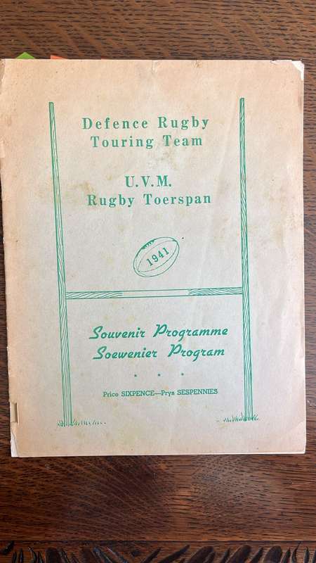 Seldom Seen - 1941 Defence Rugby Touring Team Souvenir Programme, details below