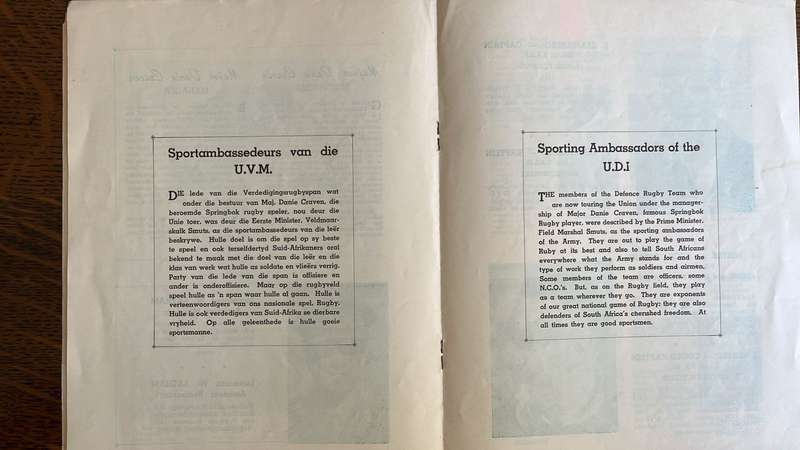 Seldom Seen - 1941 Defence Rugby Touring Team Souvenir Programme, details below