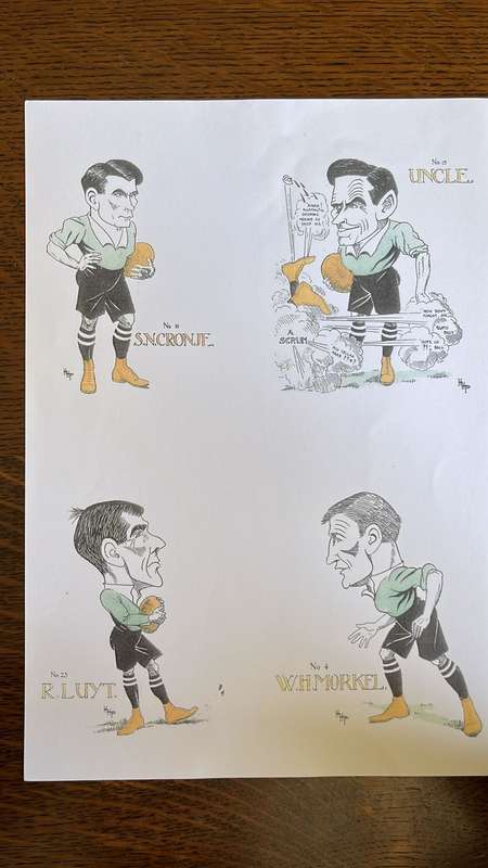 1912 Springboks - 28 Caricatures, details below