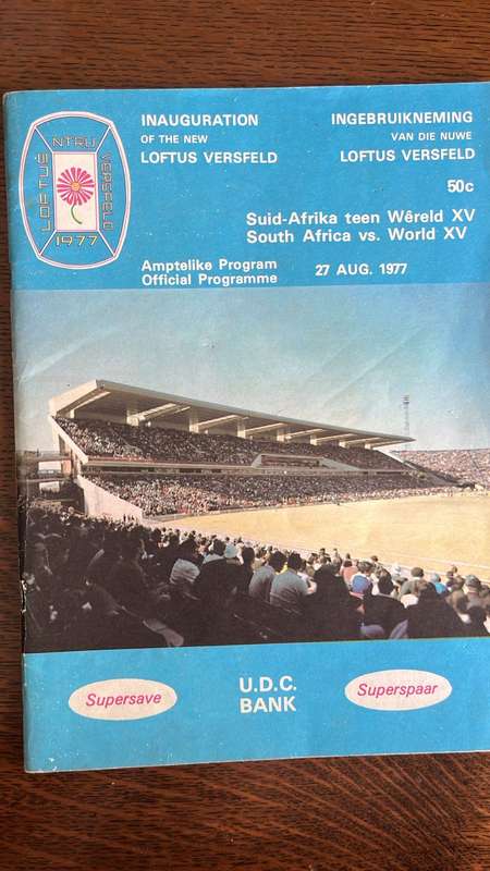 1977 South Africa vs World XV At Loftus Versveld Signed Programme, details below