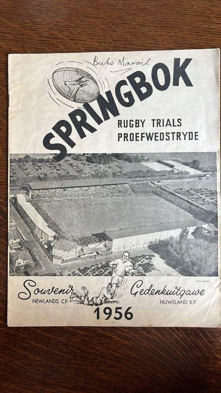 1956 Springbok Rugby Trial at Newlands Signed Programme, details below