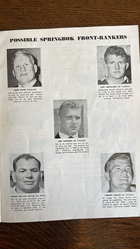 1964 Springbok Trials Programme, details below