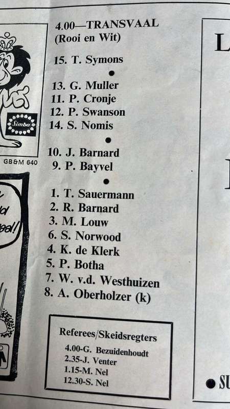 1972 Transvaal vs Northern Transvaal Inscribed & Signed Programme, details below