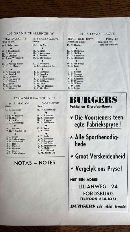1972 Transvaal vs Northern Transvaal Inscribed & Signed Programme, details below
