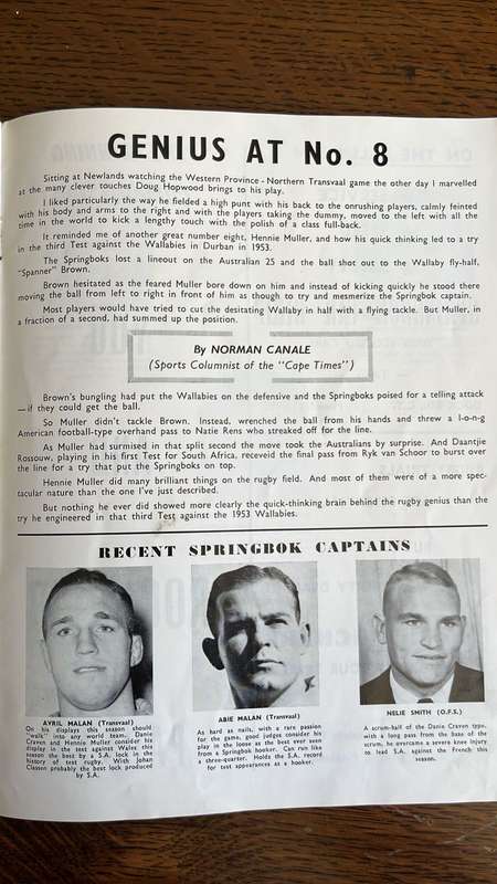 1964 Springbok Trials Programme, details below