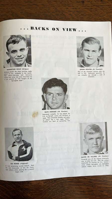 1964 Springbok Trials Programme, details below