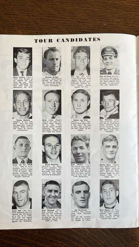 1964 Springbok Trials Programme, details below