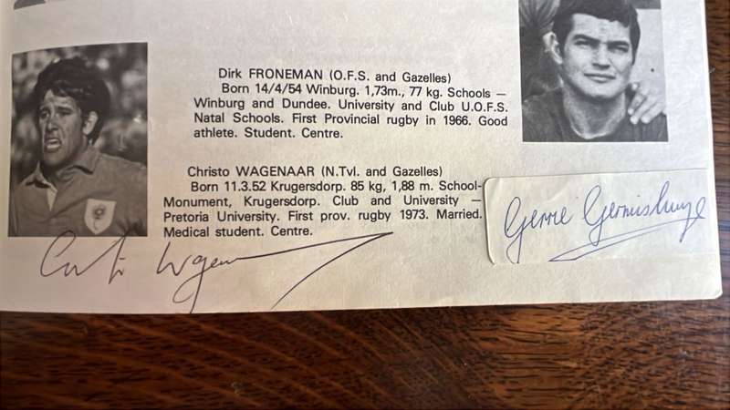 1977 South Africa vs World XV At Loftus Versveld Signed Programme, details below