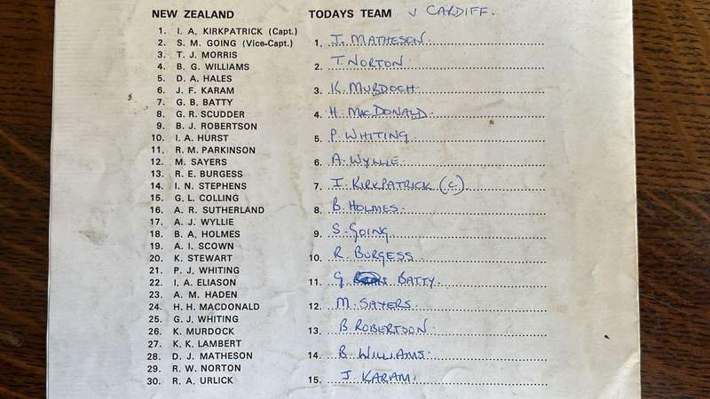 1972 The All Blacks vs Cardiff Programme, details below