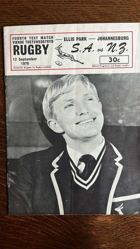 1970 4th Test - South Africa vs All Blacks at Ellis Park Programme, details below