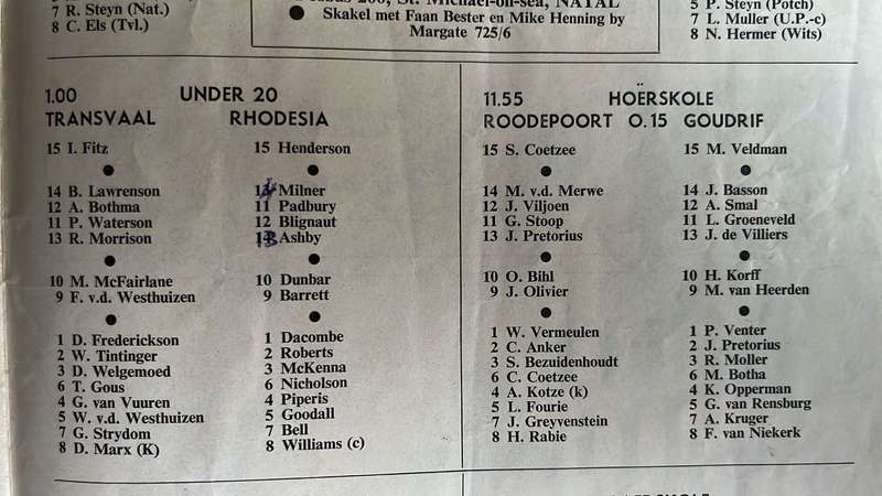 1970 4th Test - South Africa vs All Blacks at Ellis Park Programme, details below