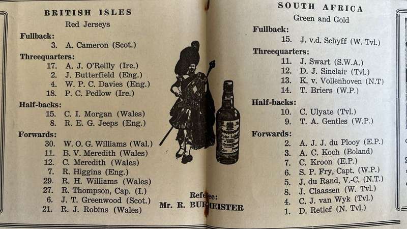 1955 British Lions vs South Africa 1st Test Programme & Signatures, details below