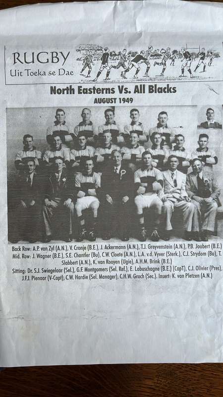 1949 North Eastern District vs All Blacks Team Picture & Flag, details below