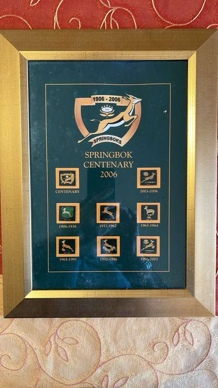 Springbok Centenary Logo's Framed, details below