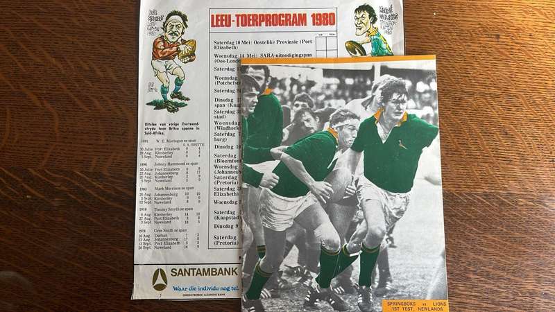 1980 1st Test Springboks vs Lions at Newlands Baumgarten Programme & Itinerary Card, details below