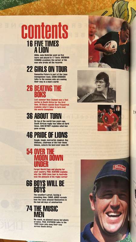 1997 British Lions Tour Magazine, details below