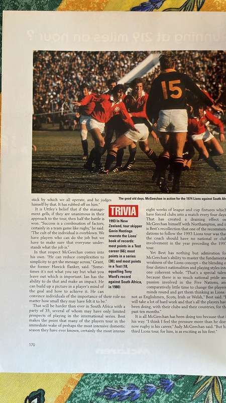 1997 British Lions Tour Magazine, details below
