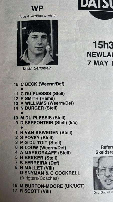1983 Currie Cup & Lion Cup Competition Games at Newlands, Signed Programme, details below