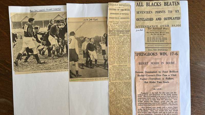 From Doc Craven's Collection - Newspaper Cuttings of the 1937/38 Springbok Tours, details below
