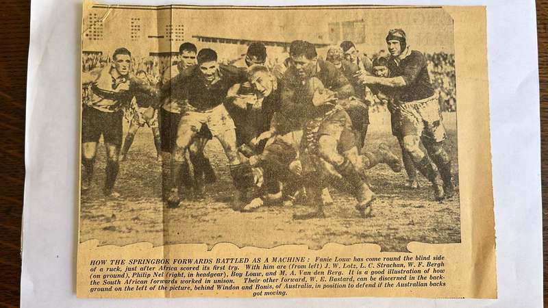 From Doc Craven's Collection - Newspaper Cuttings of the 1937/38 Springbok Tours, details below