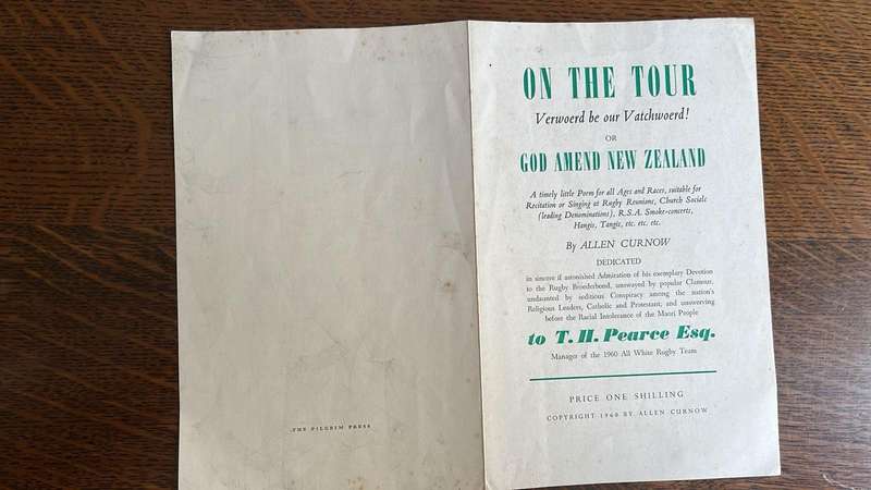 1960 All Blacks Ephemera - Anti Tour Protest Poem, details below