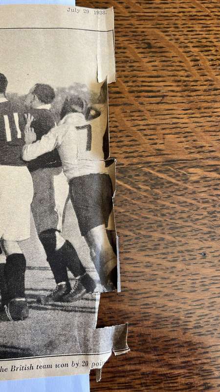 From Doc Craven's Collection - Newspaper Cuttings of the 1937/38 Springbok Tours, details below
