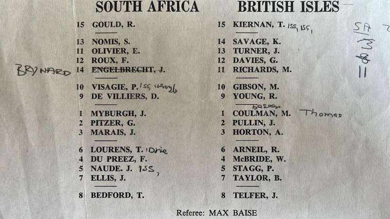 An Interesting Item...1968 Springboks vs British Isles at Ellis Park Programme, details below