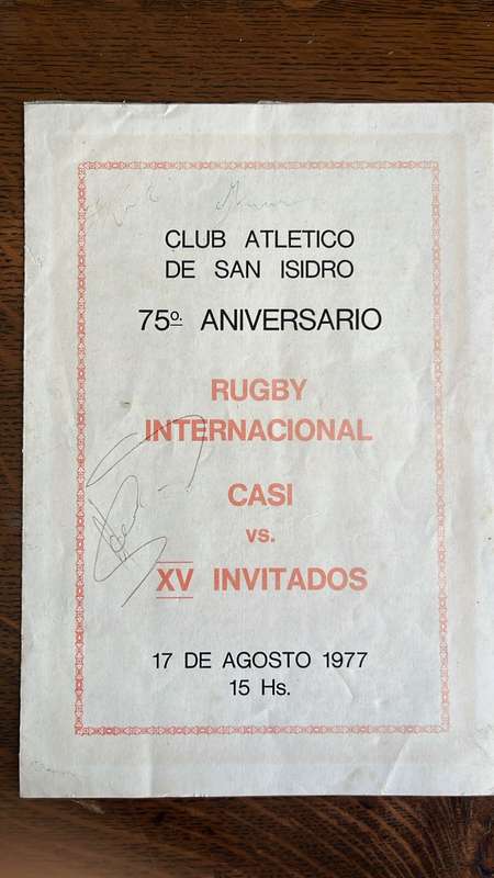 1977 Rugby International - Casi vs XV Invitados Programme, Signed & Newspaper Cutting