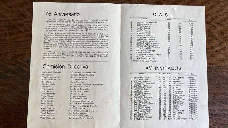 1977 Rugby International - Casi vs XV Invitados Programme, Signed & Newspaper Cutting