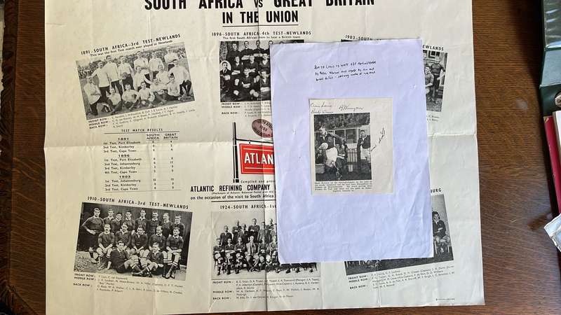 An Unusual Item... South Africa vs Great Britain Poster & Signed Newspaper Cutting, details below