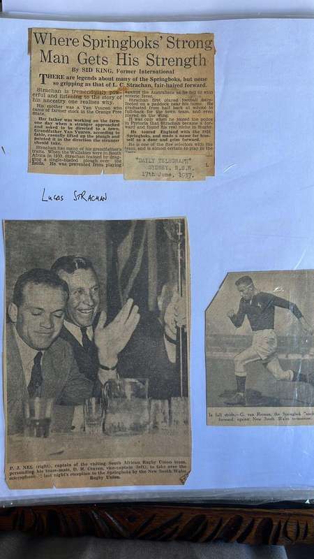 From Dai Williams Collection - 1937 Springboks Australasian Tour Scrapbook, details below
