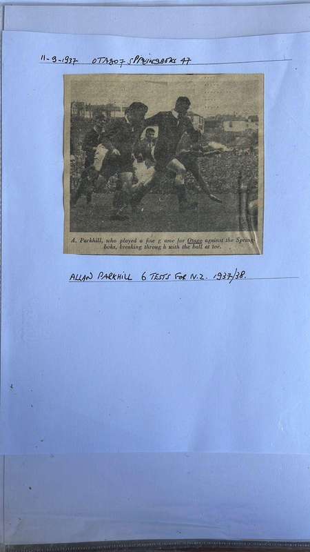 From Dai Williams Collection - 1937 Springboks Australasian Tour Scrapbook, details below
