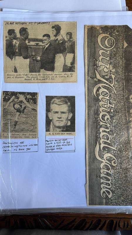 From Dai Williams Collection - 1937 Springboks Australasian Tour Scrapbook, details below