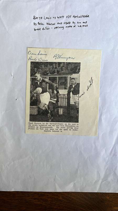 An Unusual Item... South Africa vs Great Britain Poster & Signed Newspaper Cutting, details below