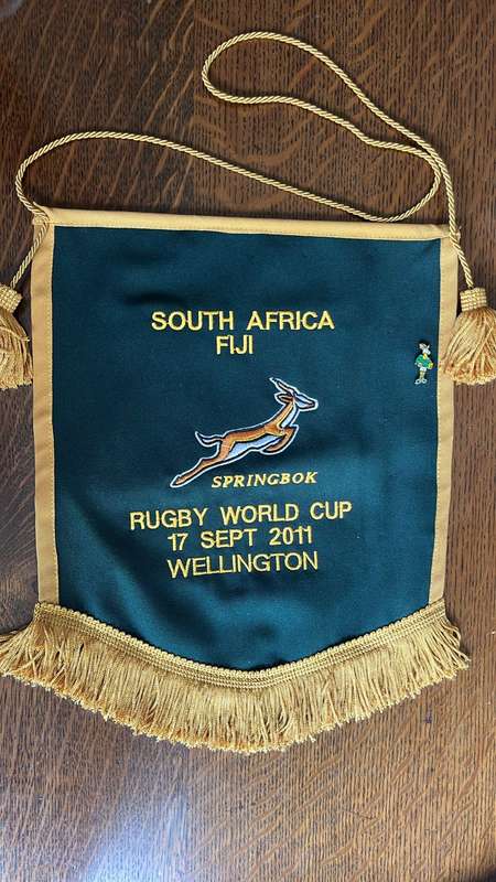 Rugby World Cup 2011 SA vs Fiji Pennant & Pin, details below
