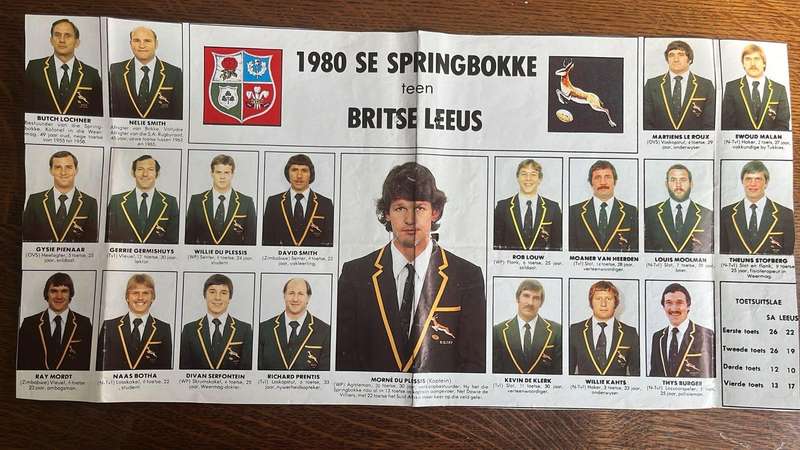 1980 Springboks Pen Picture Poster & Commemorative Magazine, details below